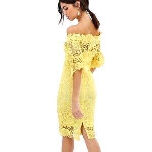 Paper Dolls Women Sz 4 Yellow Lace Off Shoulder Cocktail‎ Evening Dress E3